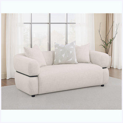 Loveseat sofa - beige upholstered round arm