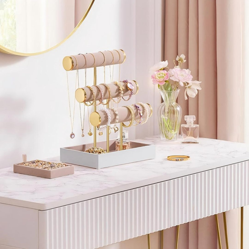 Jewellery Stand +, White/Brown