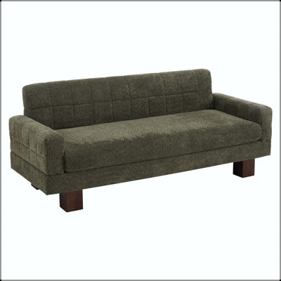 74.4" Boucle Loveseat with Biscuit Back, Square Arms, and Rubberwood Legs