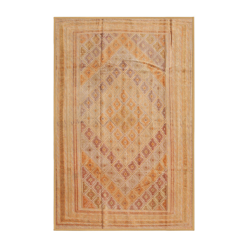 Tapis de zone jaune contemporaine, Rectangle 7 pi x 10 pi
