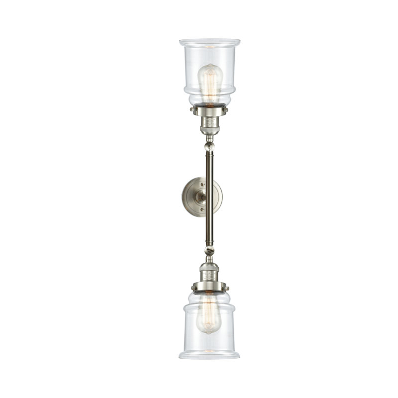 Galaviz 2 - Light Dimmable Vanity Light, 6 Watt Vinage LED Bulb, Brushed Satin Nickel, Clear
