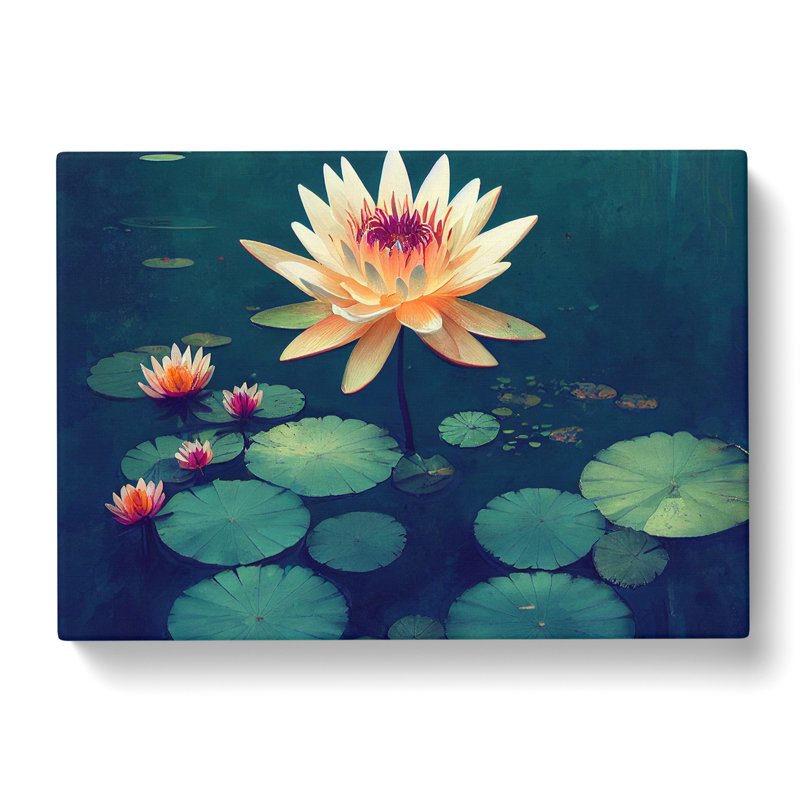 Bright Water Lily Flowers - Wrapped Canvas Photograph - Wrapped Canvas, 50cm H x 76cm W x 3cm D