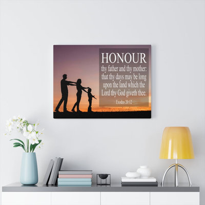 Honour Thy Father and Thy Mother Exodus - Wrapped Canvas Textual Art