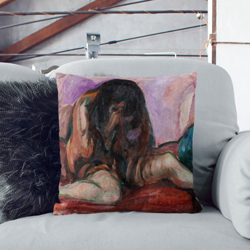 Weeping Nude Scatter Cushion, White, 40cm H x 40cm W x 15cm D