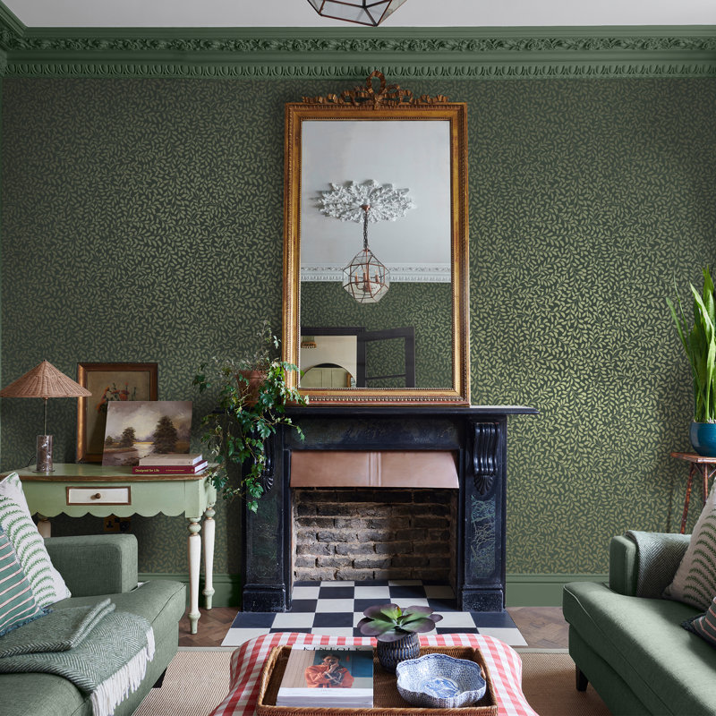 Graham & Brown Gilded Leaf Olive Wallpaper