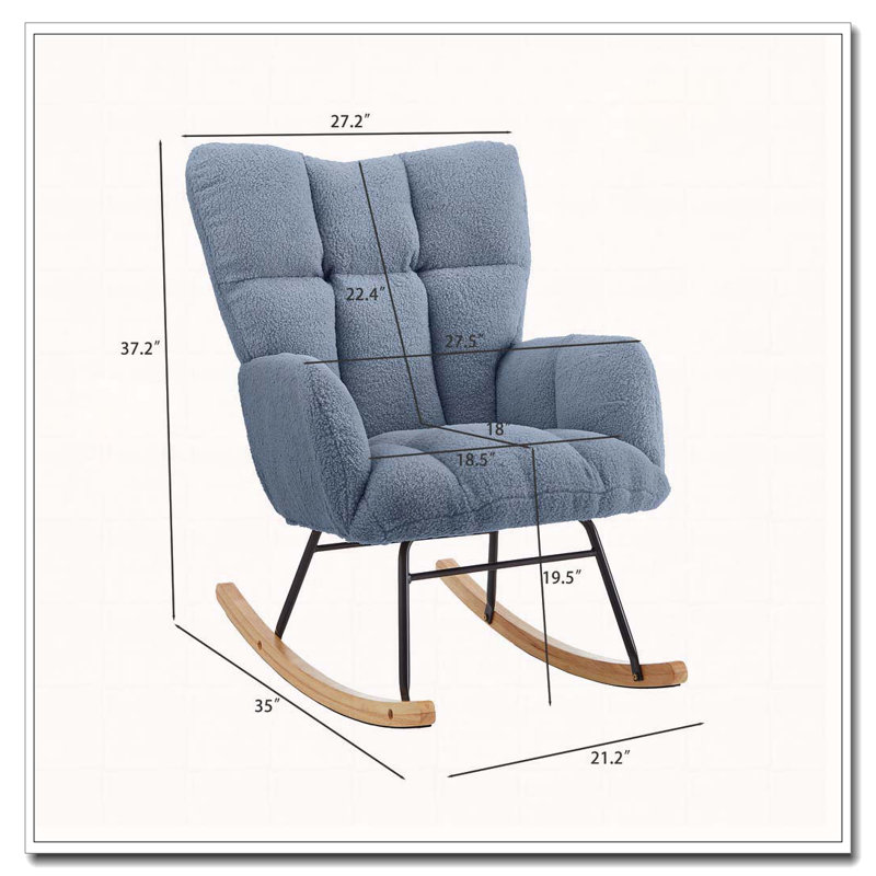 Chaise berçante en tissu Teddy, Bleu clair