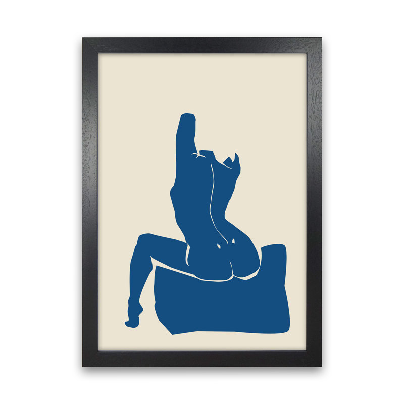 Matisse Sitting On Bed Arms High Blue by Planeta444 - Print, 34cm H x 25cm W x 3cm D, Black Framed