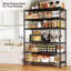 Étagère en fil métallique de l 35,5 po x P 16 po, tablettes de rangement réglables pour salle de bain, garde-manger, garde-manger, garage, noir-792395005