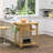 Bamboo Kitchen Island Cart On Wheels, Utility Trolley Cart With 2 Storage Drawers And Open Shelves, Bamboo Tone