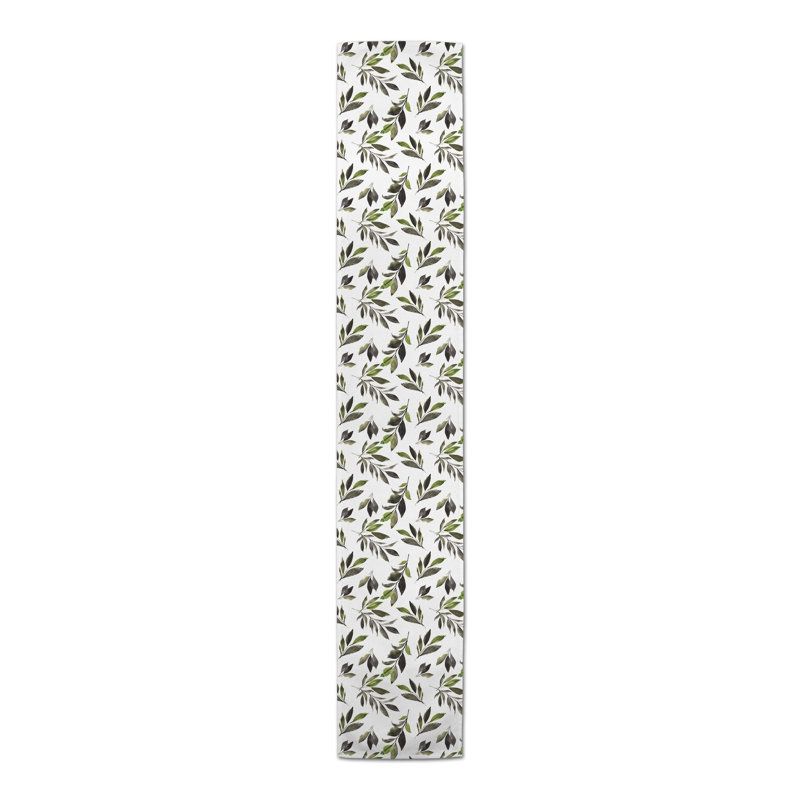 Watercolor Leaves Pattern Table Runner, 90" L x 16" W