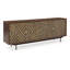 Console de buffet, 4 portes sculptées de style diamant, brun, 76 po