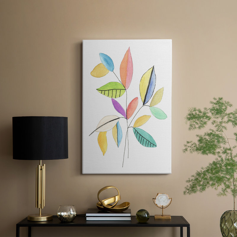 Colour Pop Leaves I -Custom Wrapped Gallery Cavas, 27" H x 18" W