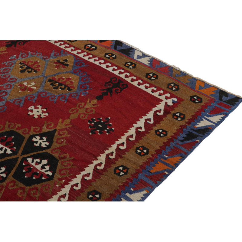 Wool Geometric Area Rug in Brown/Red/Green