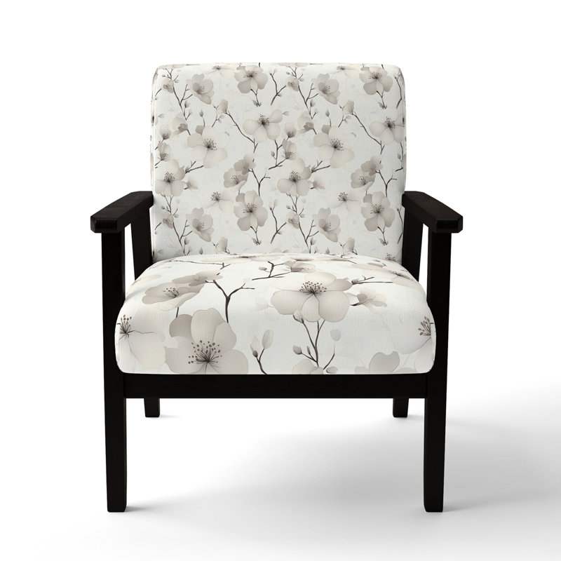 Chaise d'appoint Floral, Accoudoirs carrés noirs