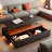 Modern Rectangular Coffee Table With Led Lights, 2 Drawers And Open Storage Shelf-544163486
