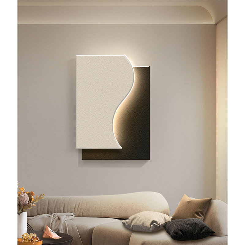 Décoration murale abstraite ondulée à plusieurs niveaux pour une entrée aux tons neutres, 33.46" H x 23.62" W x 1.97" D