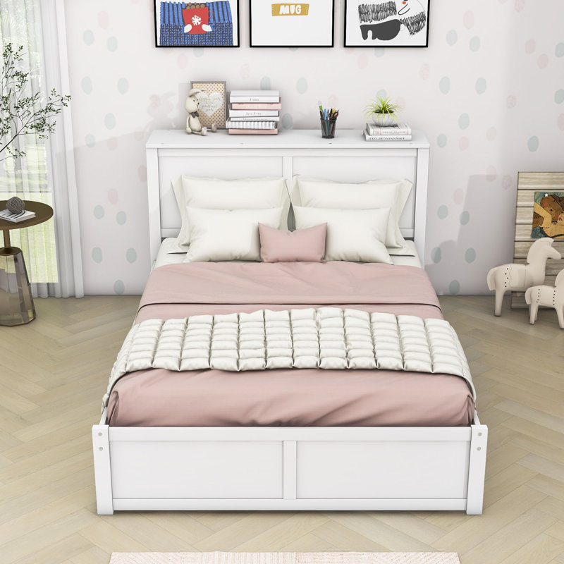 Lit plateforme double avec lit gigogne et tablettes coulissantes Keiser