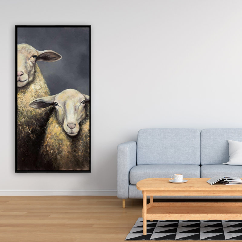Two sheeps - 24"x48" Framed canvas
