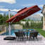Parasol carré en porte-à-faux 9 pi x 9 pi Romy, rouge et brique inclus Romy-1490245822