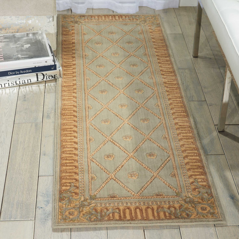 Tapis oriental en laine tissé à la machine en brun, Tapis de couloir 2 pi 3 po x 8 pi