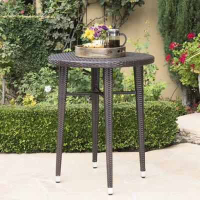 Table de bar d'extérieur, élément de formation en fer et toutes saisons, H 41 po x l 32,5 po, construction multi-marques brun reconnaissable, hauteur, largeur, longueur, couleur principale