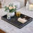 Decorative Tray With Gold Inlay, Raised Edges, 14 Inch Black Marble
