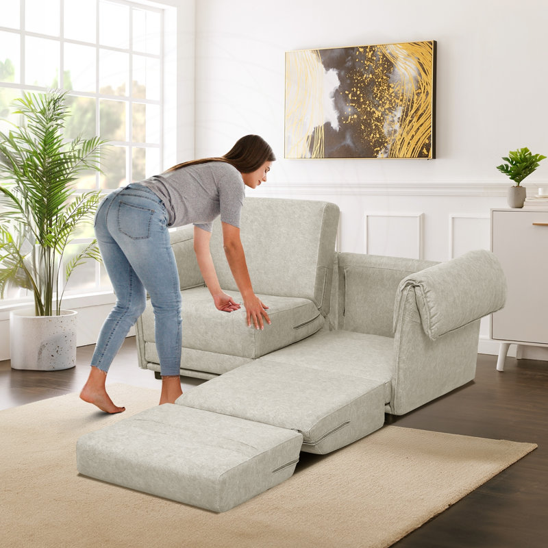 Canapé modulaire avec repose-pieds, Tissu beige
