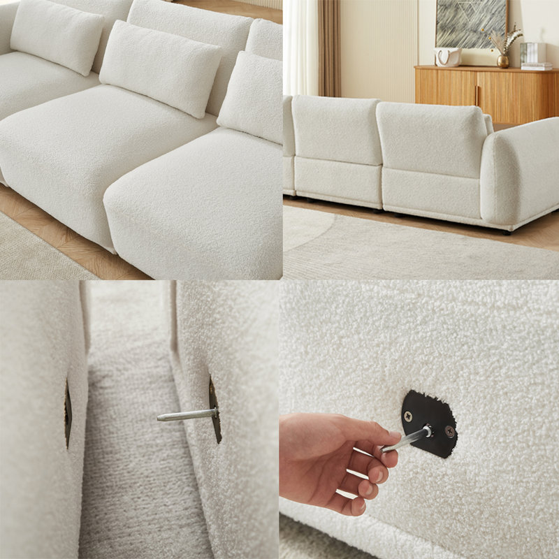 Ballyrobert 4 - Piece Upholstered Sectional, White Wool