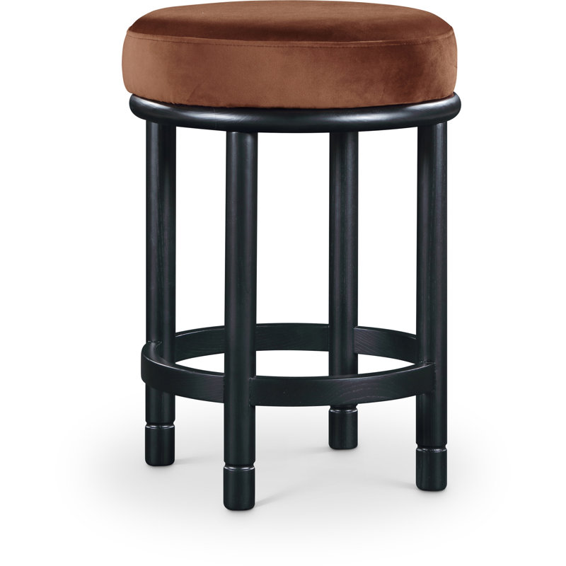 Monette Velvet Counter Stool, Cognac Velvet, Natural