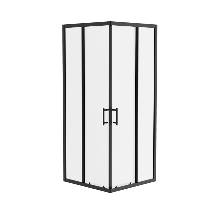 Selami Sliding Door Slate Effect Square Shower Enclosure with Tray  1900 x 800 mm, Black, Anthracite