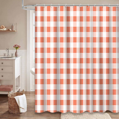 Abstract Art Buffalo Checkered White Shower Curtain with 12 Hooks