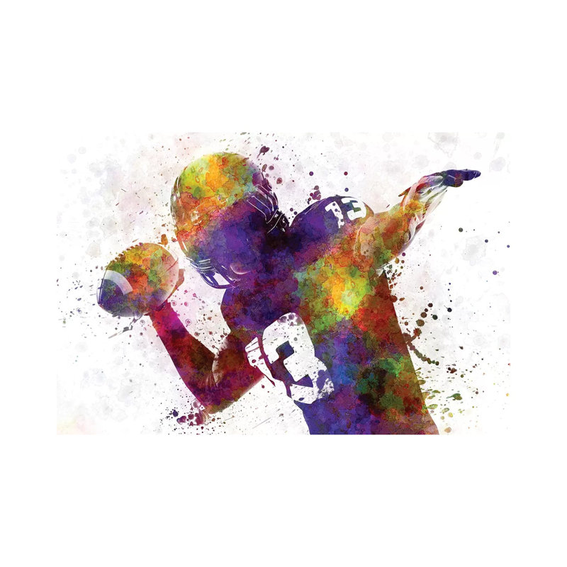 American Football Player Quarterback Passing by Paul Rommer - Wrapped Canvas Print, 66.04 cm H x 45.72 cm W