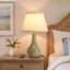18 po Lampe de table moderne en céramique avec abat-jour en lin pour le salon de la chambre à coucher-130767105