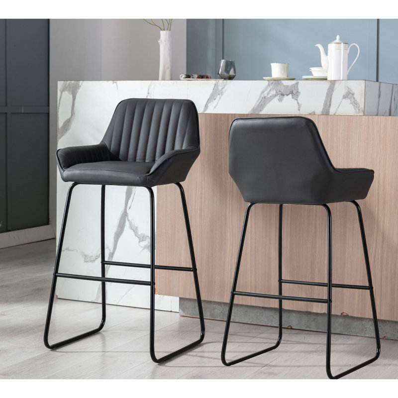 Ottilie Pu Bar Stool 2pcs , Grey, 2