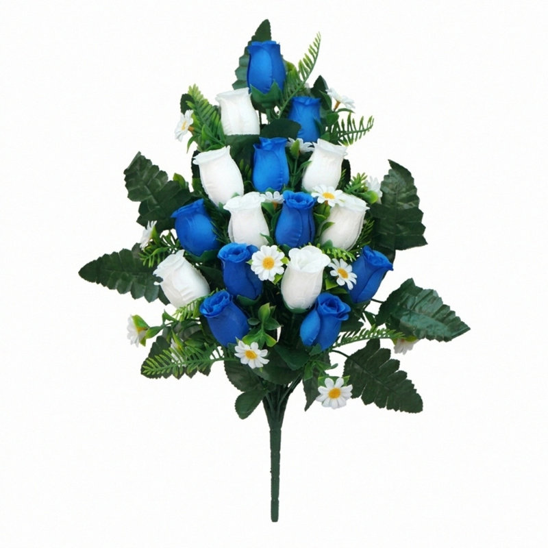 Fleurs de cimetière artificielles, Bleu/Blanc