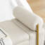 Banc de rangement rembourré blanc capitonné avec accoudoirs cylindriques roulés et pieds en fer doré, repose-pieds de rangement pour entrée, chambre à coucher, salon