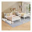 Lit superposé simple en bois d'hévéa simple avec 2 tiroirs, convertible en 2 lits simples, lit superposé simple avec échelle et garde-corps, blanc-1136158303