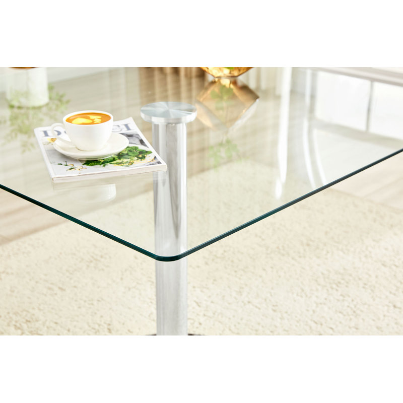 Table de salle à manger 38,5 po Minimalist, Transparent / argent