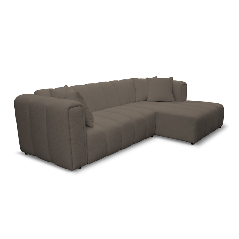 Oheneba 3 Seater Corner Sofa , Right Hand Facing, Grey/Brown/Blue