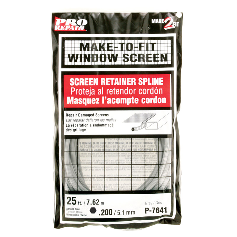 Prime-Line Screen Retainer Spline, 25 foot. (Single Pack), 8.95" H x 4.95" W x 1.55" D, Gray