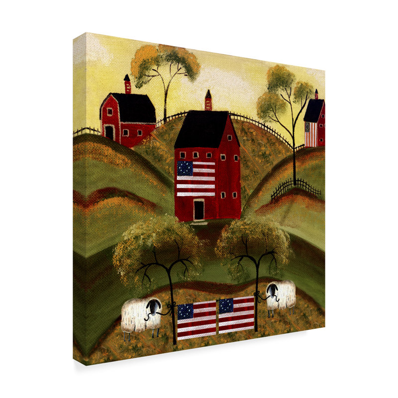 « 4th juillet brebis red granges », reproduction de peinture à l’acrylique sur toile tendue, H 24 po x l 24 po x P 2 po