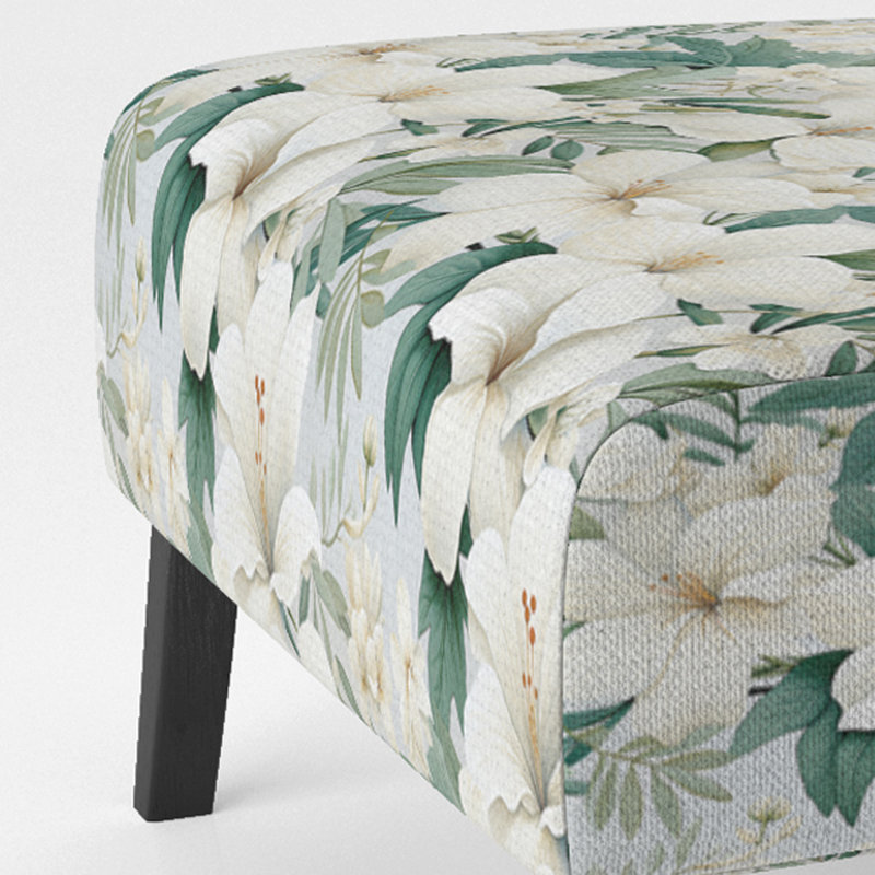 Fauteuil de chambre rembourré C, Motif floral minimaliste minimaliste I