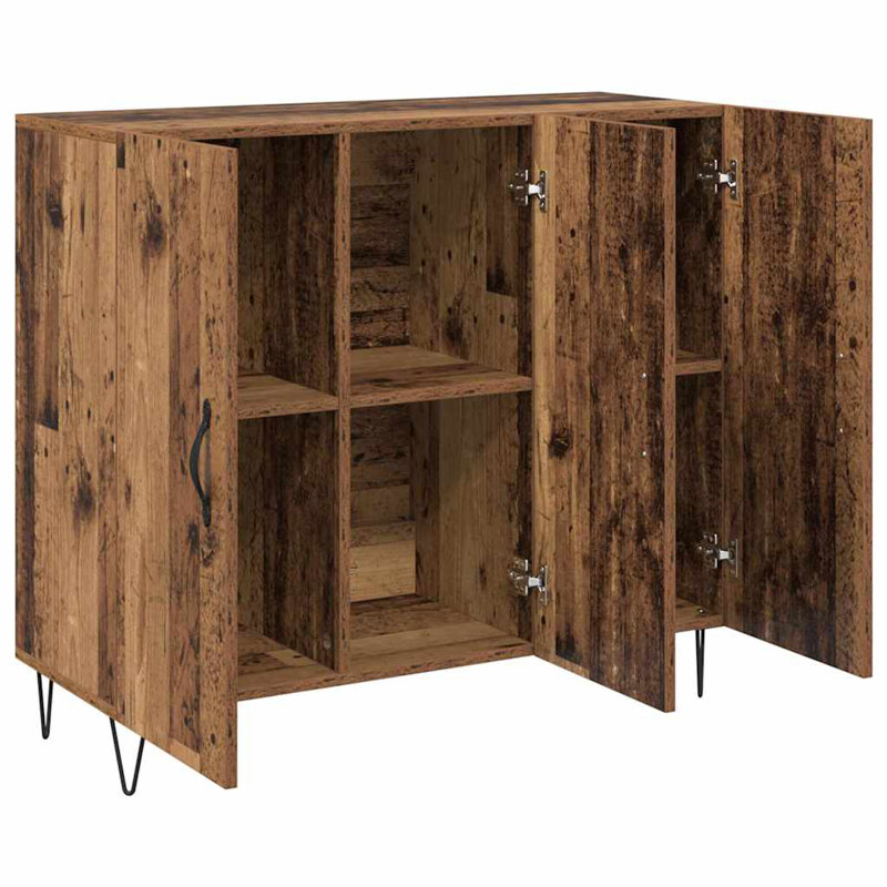 Sideboard Engineered Wood Modern Rectangular Storage Dining Room Unit, Old Wood