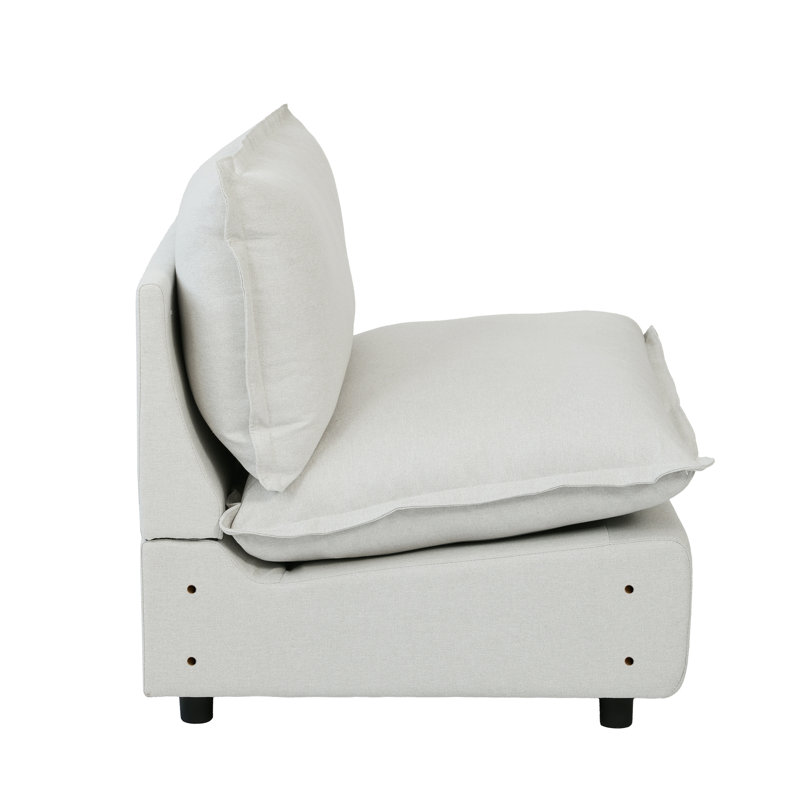 Chaise sans accoudoirs en lin Gracey, Beige