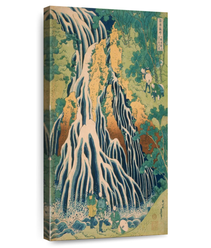 Pèlerins à la cascade de Kirifuri, H 24 po x l 12 po