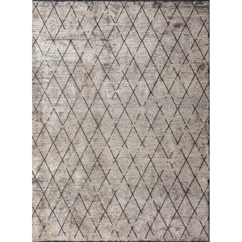 Rapture Gray/Black Geometric Luxury Area Rug, Rectangle 7'10" x 11'2"