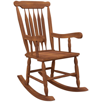 Chaise berçante d'extérieur en bois, 350 lb Chaise berçante avec haut dossier pour le jardin, le patio et le balcon