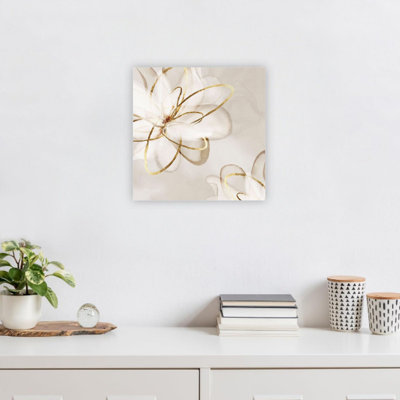 Gold Beige Transparent Beauty Canvas Print Premium Modern Home Wall Art 24 x 24 Inch
