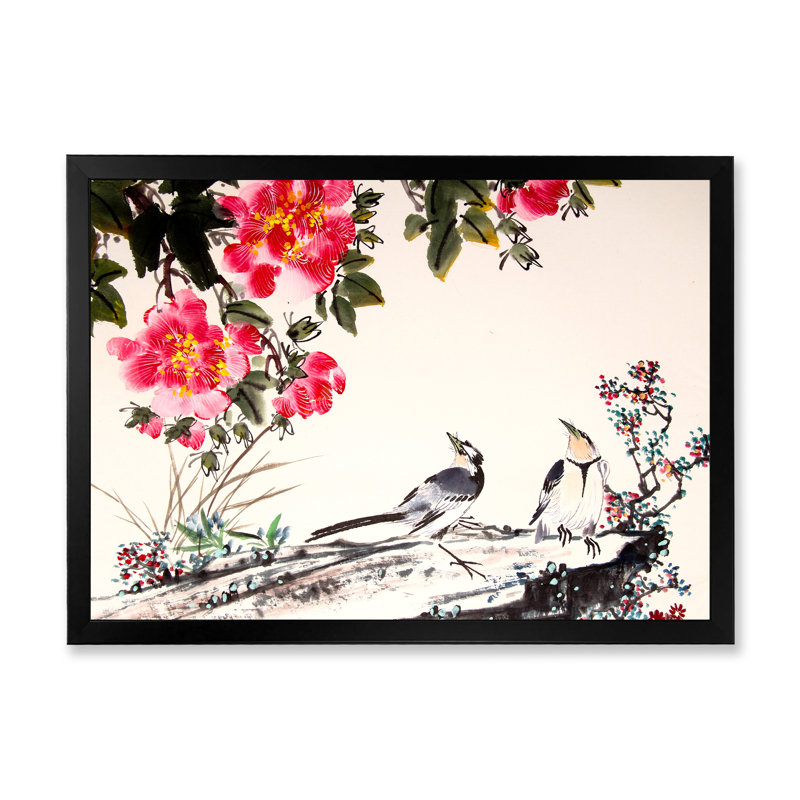 Encre de Chine - reproduction d'art sur toile, Toile avec cadre noir, H 30 po x l 40 po x P 1,5 po