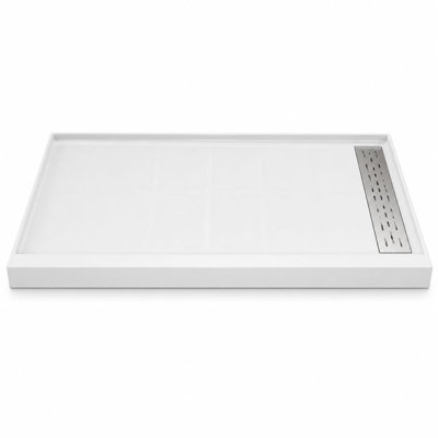 Ensemble de plancher de salle de bain préfabriqué 60 po x 30 po avec panneau de douche antidérapant et base droite en acier inoxydable 304